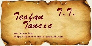 Teofan Tančić vizit kartica